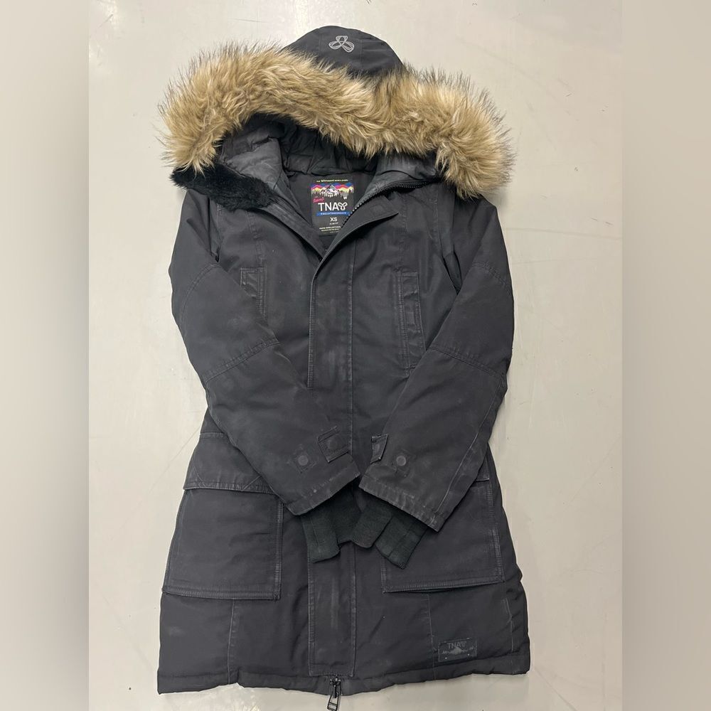 TNA Black Ski Parka with Faux-Fur Trim